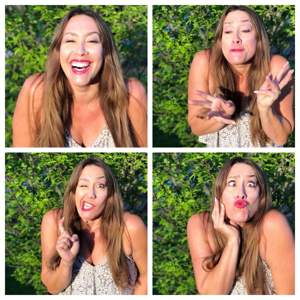 CarOlé Flamenco making four funny faces in a photo booth strip